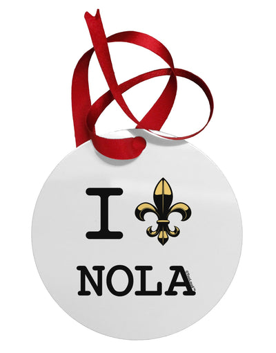 I Love NOLA Fleur de Lis Circular Metal Ornament-Ornament-TooLoud-White-Davson Sales