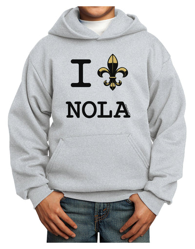 I Love NOLA Fleur de Lis Youth Hoodie Pullover Sweatshirt-Youth Hoodie-TooLoud-Ash-XS-Davson Sales