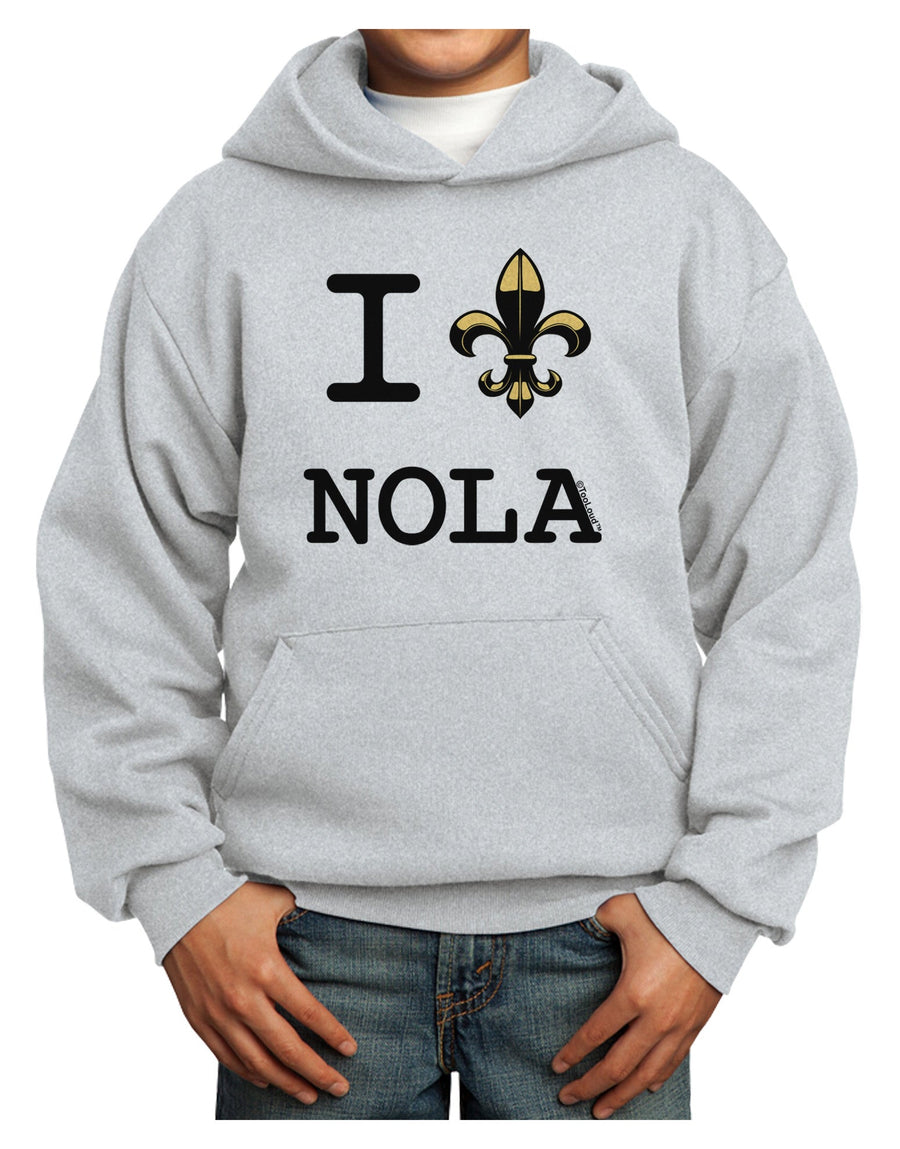 I Love NOLA Fleur de Lis Youth Hoodie Pullover Sweatshirt-Youth Hoodie-TooLoud-White-XS-Davson Sales