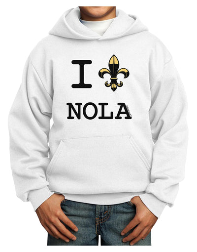 I Love NOLA Fleur de Lis Youth Hoodie Pullover Sweatshirt-Youth Hoodie-TooLoud-White-XS-Davson Sales