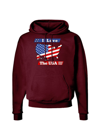 I Love The USA Dark Hoodie Sweatshirt-Hoodie-TooLoud-Maroon-Small-Davson Sales