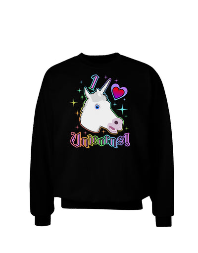 I love Unicorns Adult Dark Sweatshirt-Sweatshirts-TooLoud-Black-Small-Davson Sales