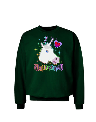 I love Unicorns Adult Dark Sweatshirt-Sweatshirts-TooLoud-Deep-Forest-Green-Small-Davson Sales