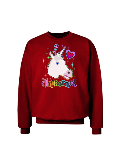 I love Unicorns Adult Dark Sweatshirt-Sweatshirts-TooLoud-Deep-Red-Small-Davson Sales