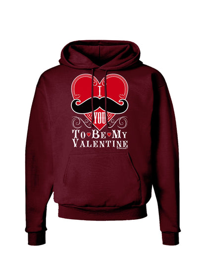 I Mustache You To Be My Valentine Dark Hoodie Sweatshirt-Hoodie-TooLoud-Maroon-Small-Davson Sales