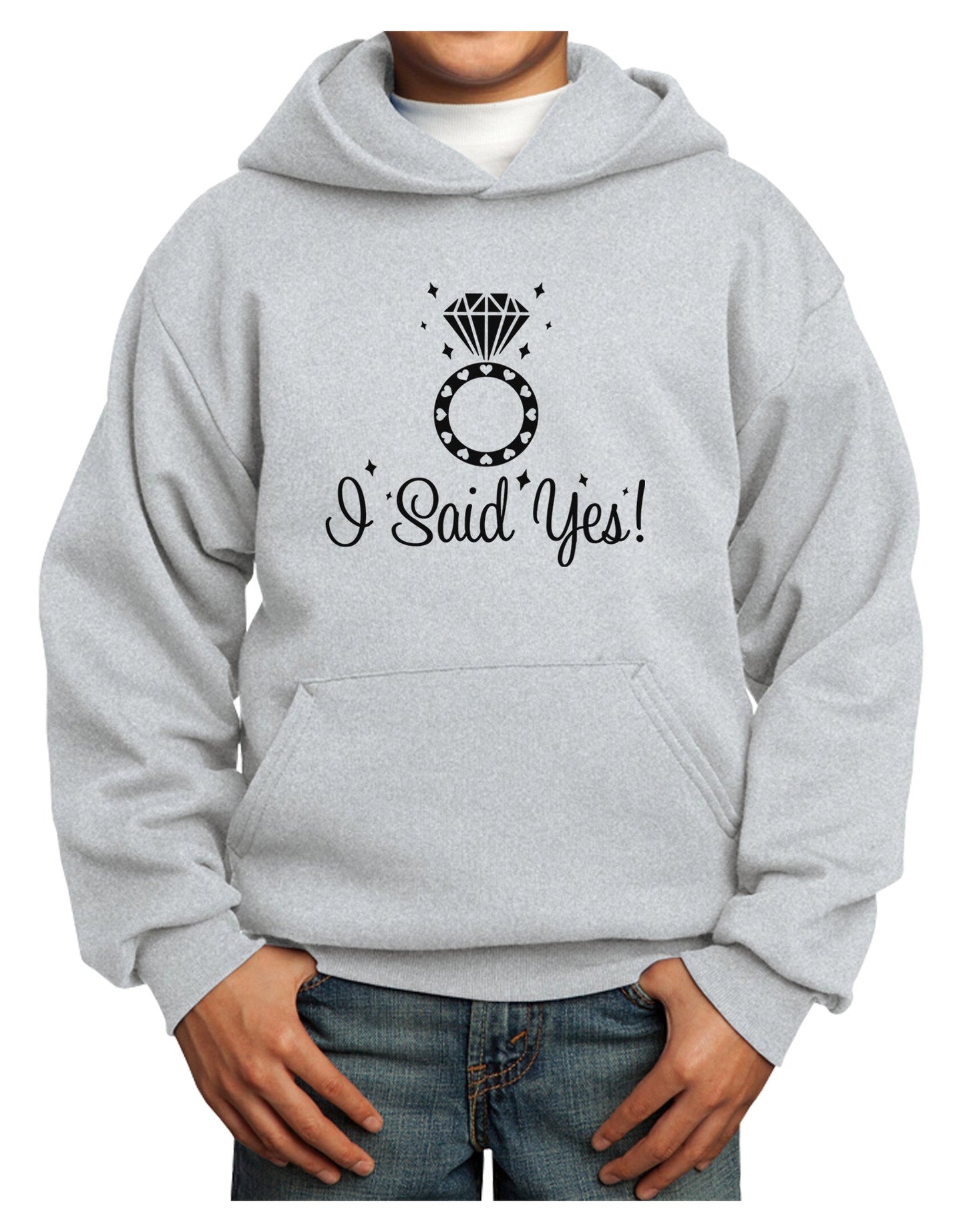 I Said Yes - Diamond Ring Youth Hoodie Pullover Sweatshirt-Youth Hoodie-TooLoud-Ash-XS-Davson Sales