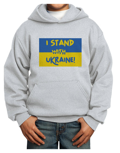 I stand with Ukraine Flag Youth Hoodie Ash Extra-Large Tooloud