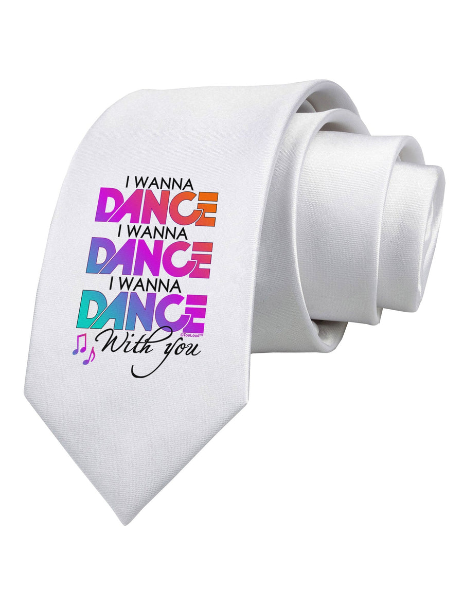 I Wanna Dance With You Printed White Necktie