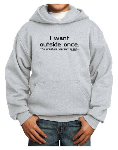 I Went Outside Once Text Youth Hoodie Pullover Sweatshirt-Youth Hoodie-TooLoud-Ash-XS-Davson Sales