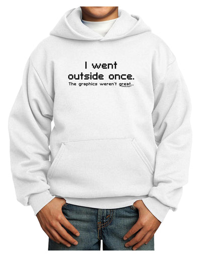 I Went Outside Once Text Youth Hoodie Pullover Sweatshirt-Youth Hoodie-TooLoud-White-XS-Davson Sales