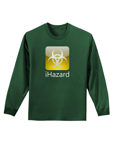 iHazard Logo - Zombie Apocalypse Adult Long Sleeve Dark T-Shirt-TooLoud-Dark-Green-Small-Davson Sales