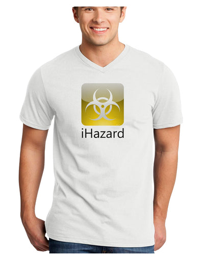 iHazard Logo - Zombie Apocalypse Adult V-Neck T-shirt-Mens V-Neck T-Shirt-TooLoud-White-Small-Davson Sales