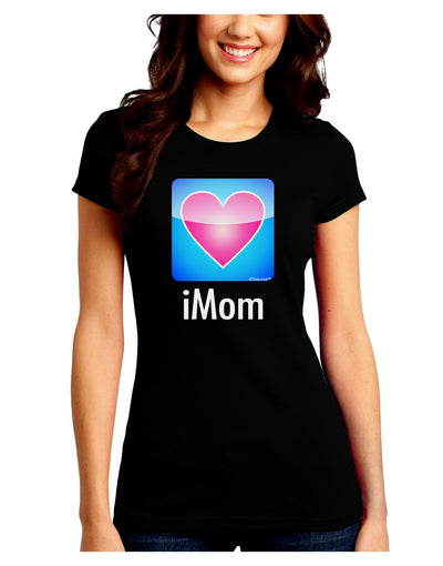 iMom - Mothers Day Juniors Crew Dark T-Shirt-T-Shirts Juniors Tops-TooLoud-Black-Juniors Fitted Small-Davson Sales