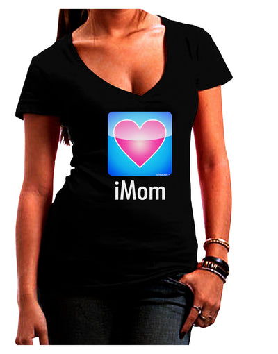 iMom - Mothers Day Juniors V-Neck Dark T-Shirt-Womens V-Neck T-Shirts-TooLoud-Black-Juniors Fitted Small-Davson Sales