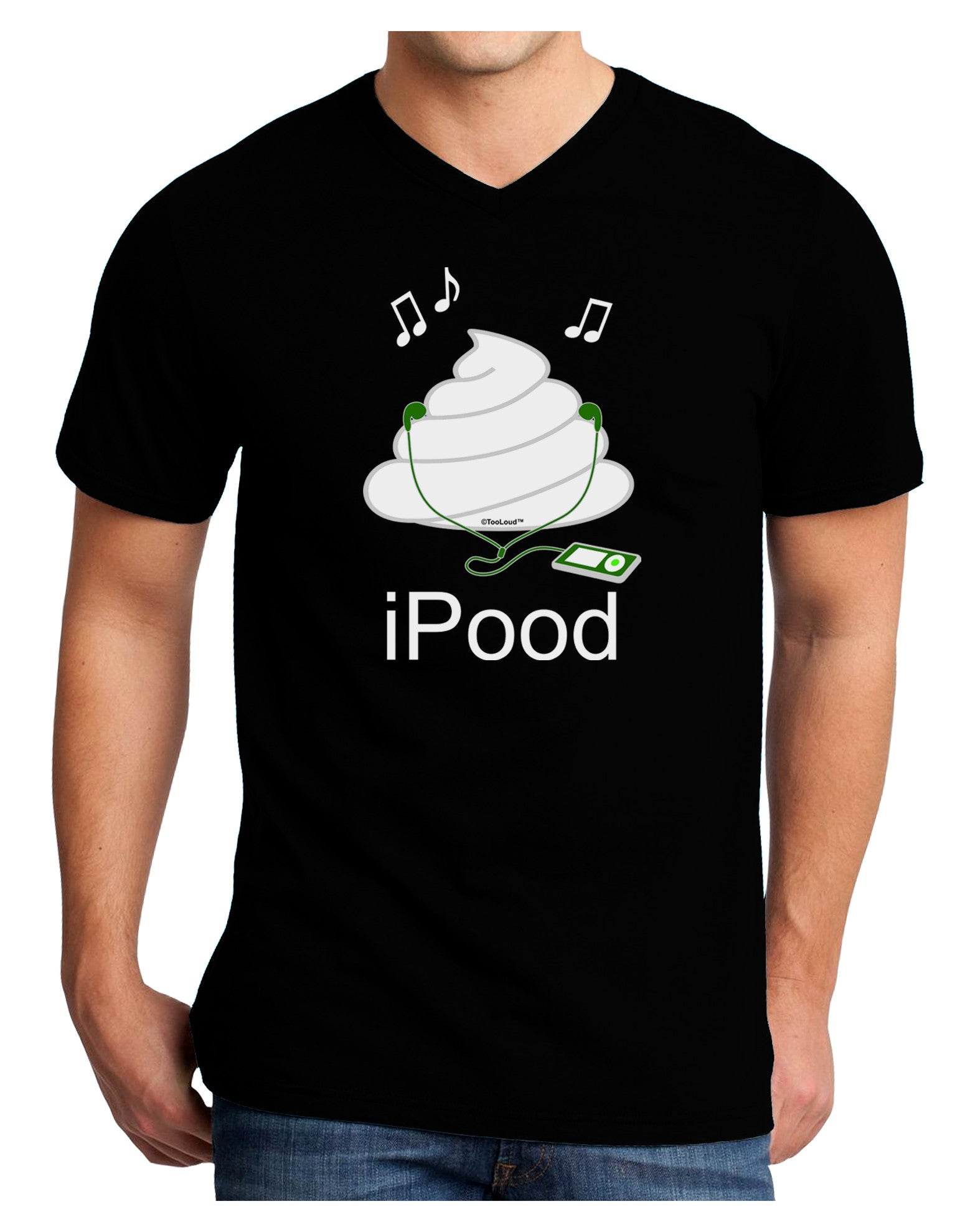 iPood Adult Dark V-Neck T-Shirt-Mens V-Neck T-Shirt-TooLoud-Black-Small-Davson Sales