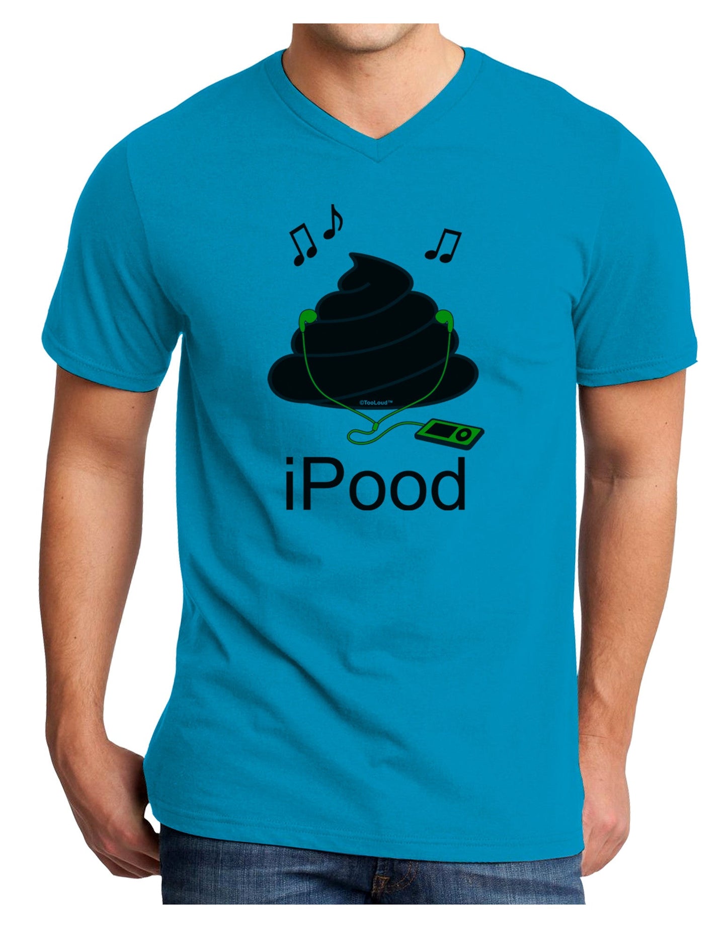 iPood Adult V-Neck T-shirt-Mens V-Neck T-Shirt-TooLoud-Turquoise-Small-Davson Sales