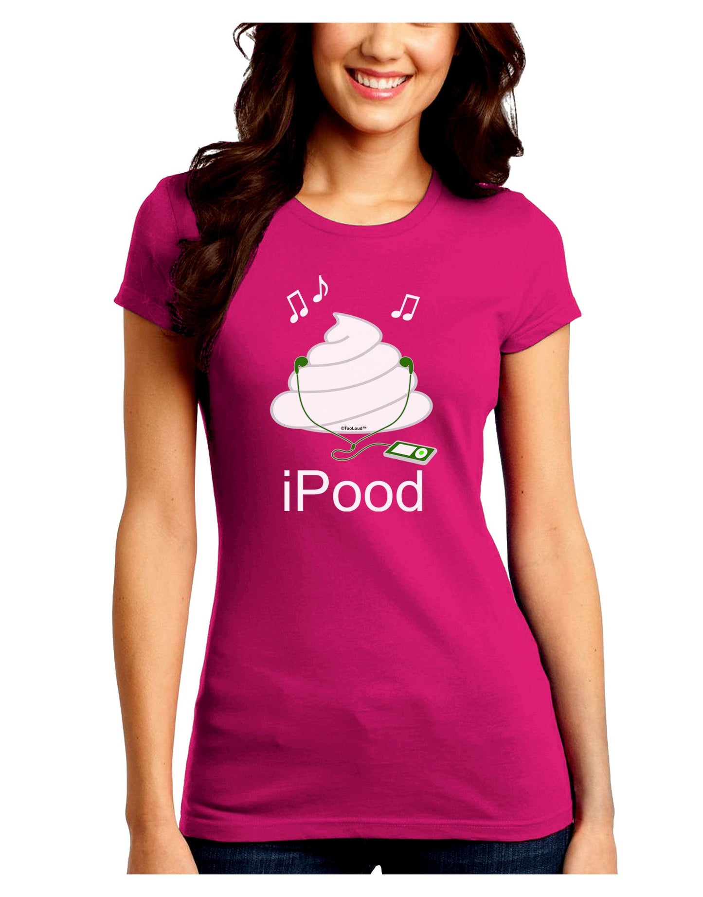 iPood Juniors Petite Crew Dark T-Shirt-T-Shirts Juniors Tops-TooLoud-Hot-Pink-Juniors Fitted Small-Davson Sales