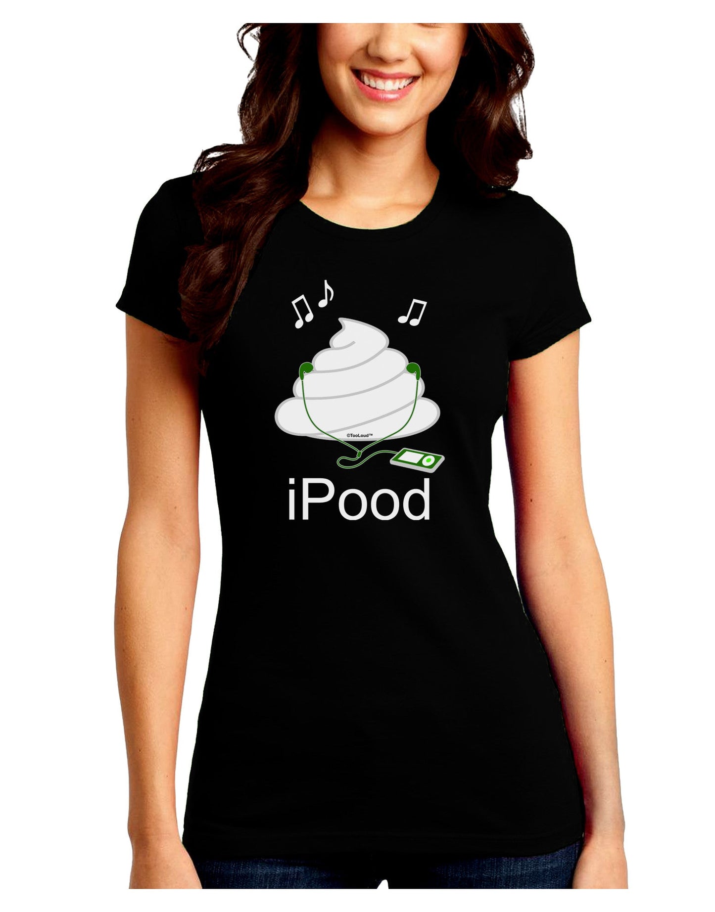 iPood Juniors Petite Crew Dark T-Shirt-T-Shirts Juniors Tops-TooLoud-Black-Juniors Fitted Small-Davson Sales