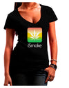 iSmoke Logo - Marijuana Leaf Juniors V-Neck Dark T-Shirt-Womens V-Neck T-Shirts-TooLoud-Black-Small-Davson Sales