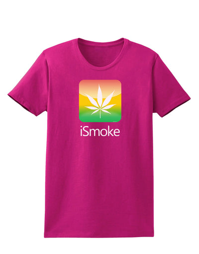 iSmoke Logo - Marijuana Leaf Womens Dark T-Shirt-Womens T-Shirt-TooLoud-Hot-Pink-Small-Davson Sales