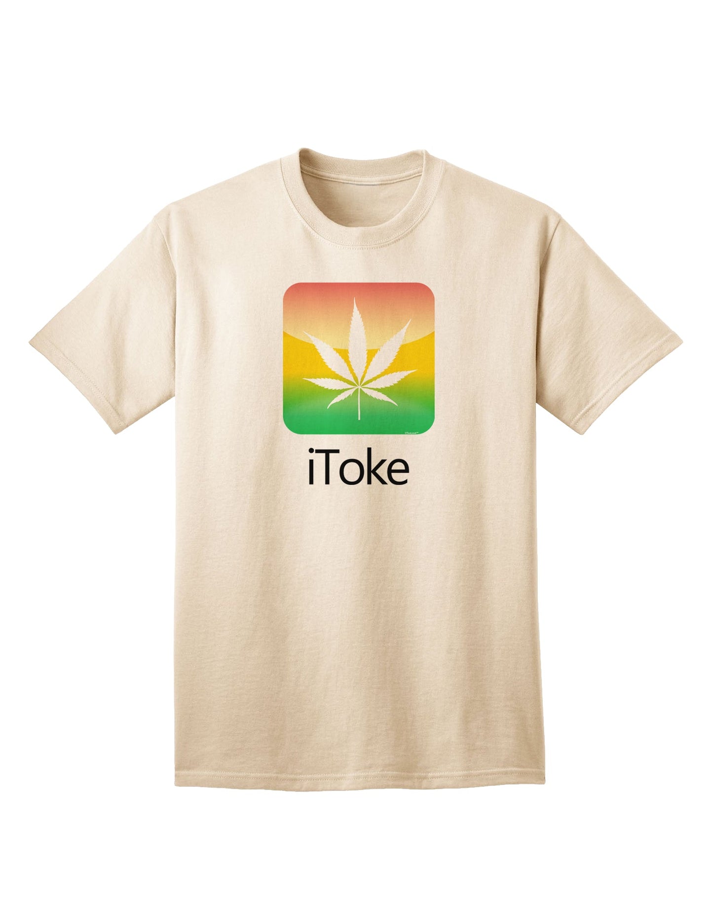 iToke Logo - Adult T-Shirt featuring a Marijuana Leaf-Mens T-shirts-TooLoud-Natural-Small-Davson Sales