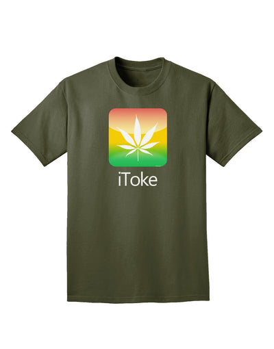 iToke Logo - Marijuana Leaf Adult Dark T-Shirt-Mens T-Shirt-TooLoud-Military-Green-Small-Davson Sales