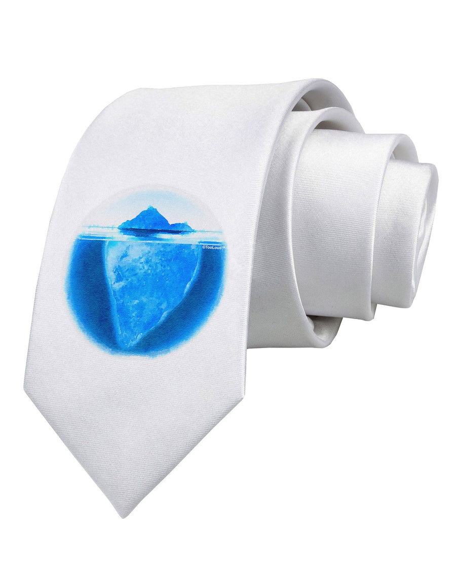 Iceberg Watercolor Printed White Necktie