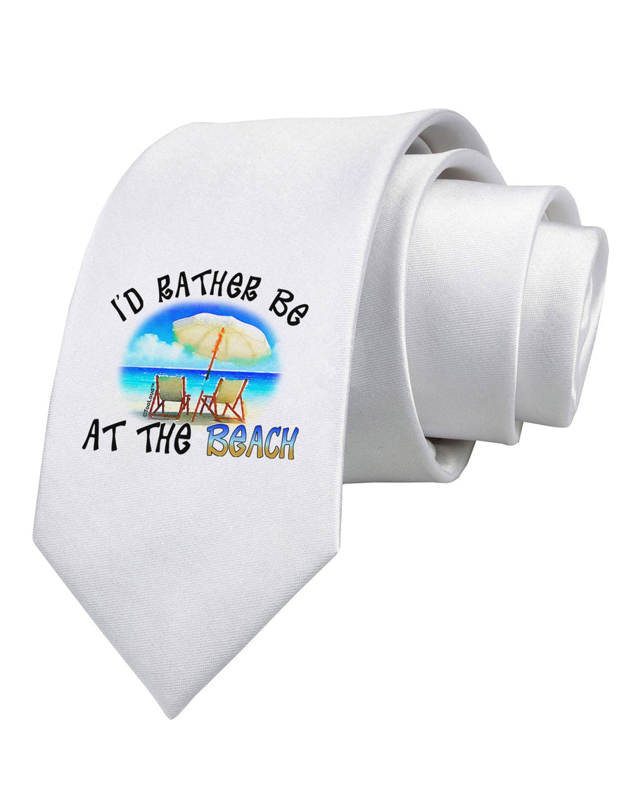 I'd Rather Be At The Beach Printed White Necktie