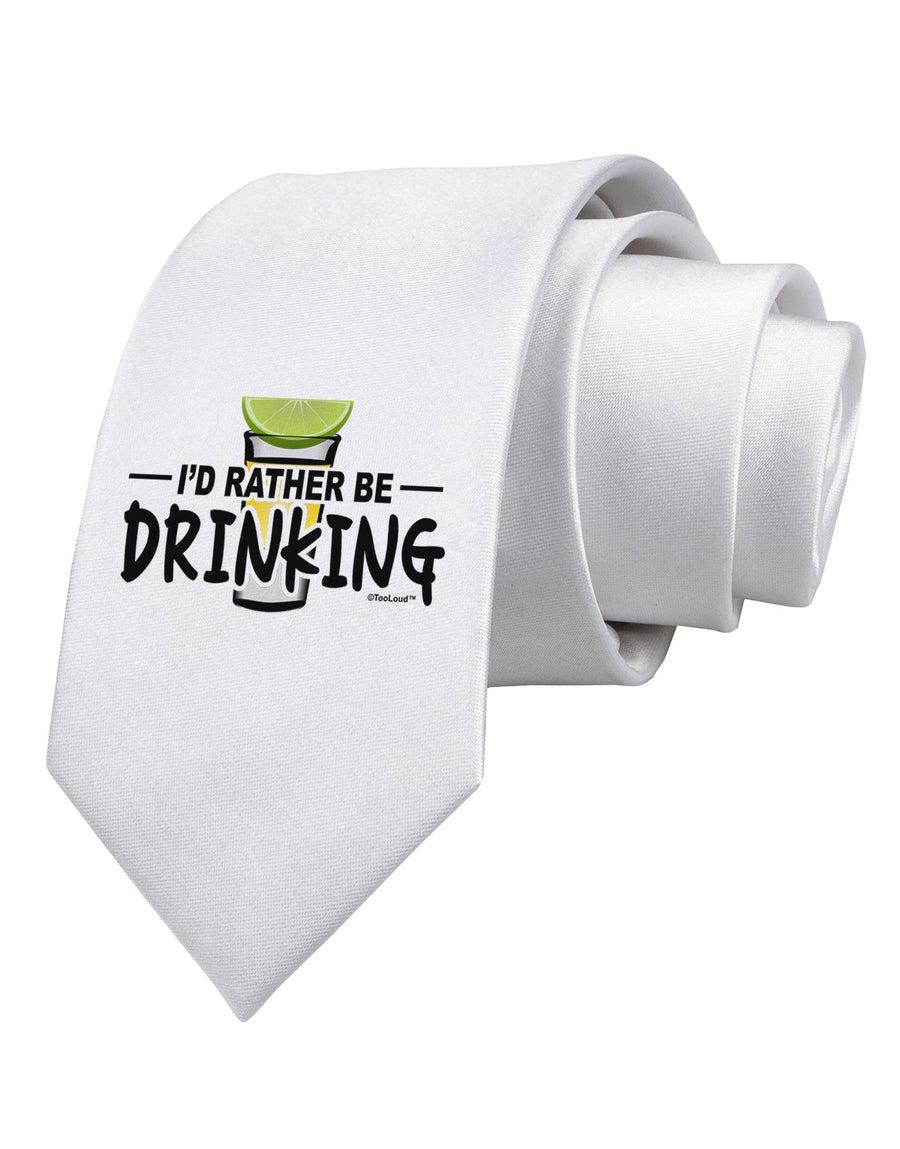 I'd Rather Be Drinking Printed White Necktie