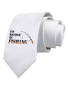 I'd Rather Be Fishing Printed White Necktie