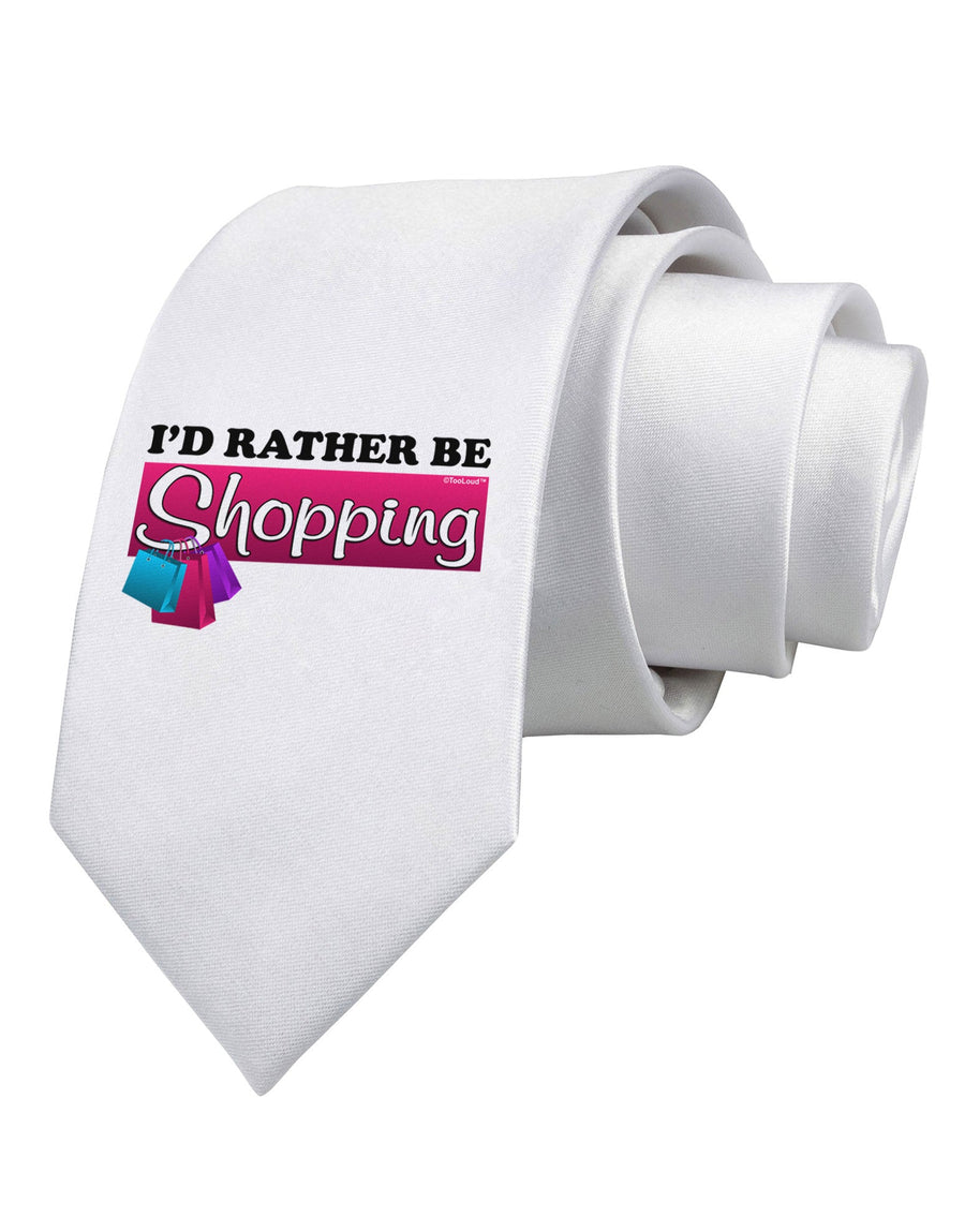 I'd Rather Be Shopping Printed White Necktie