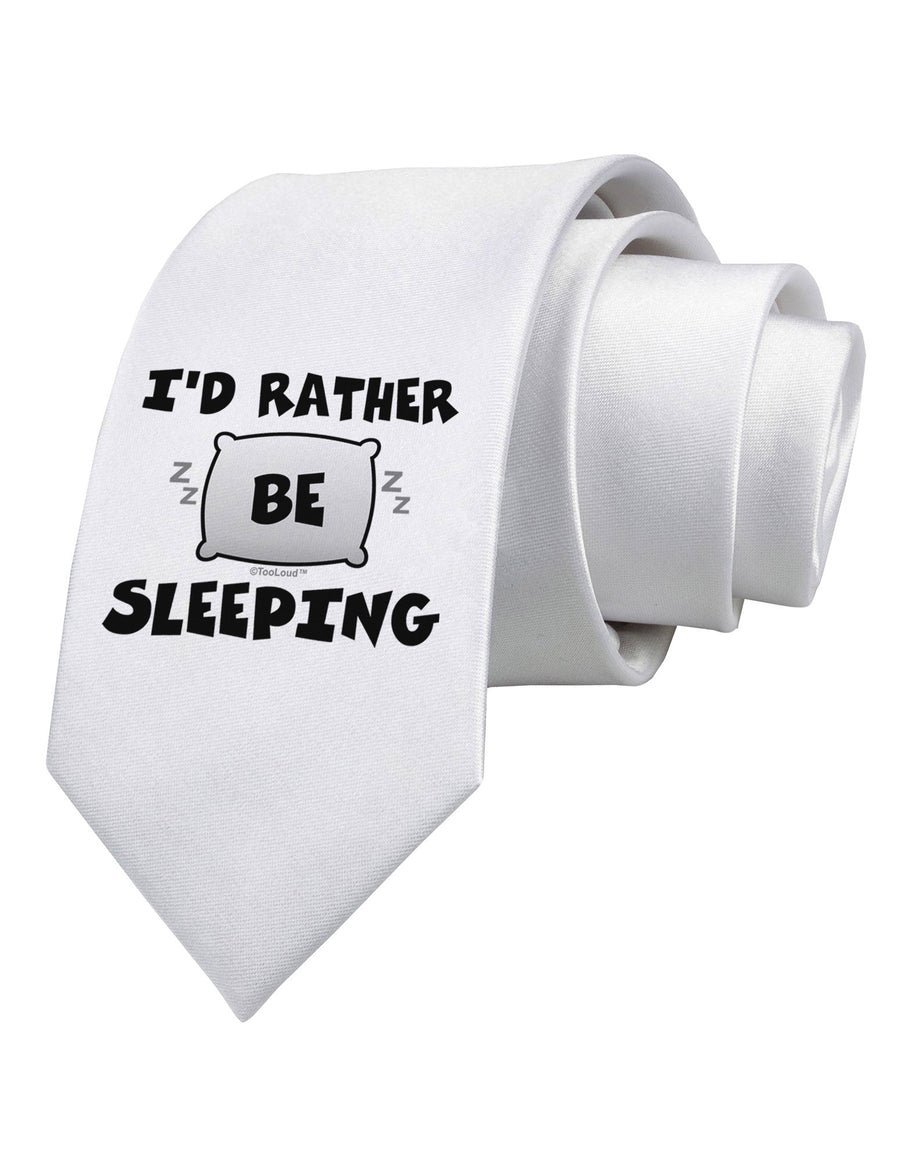 I'd Rather Be Sleeping Printed White Necktie