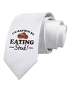 I'd Rather - Steak Printed White Necktie