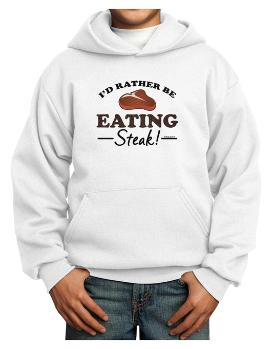 I'd Rather - Steak Youth Hoodie Pullover Sweatshirt-Youth Hoodie-TooLoud-White-XS-Davson Sales