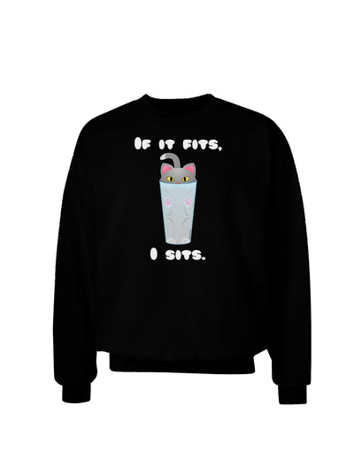 If It Fits - Cute Cat Design Adult Dark Sweatshirt by TooLoud-Sweatshirts-TooLoud-Black-Small-Davson Sales