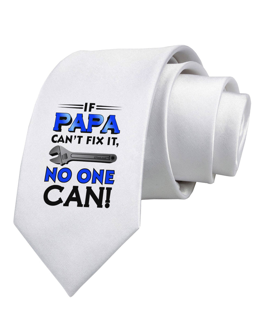 If Papa Can't Fix It Printed White Necktie