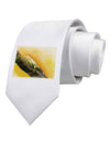 Iguana Watercolor Printed White Necktie