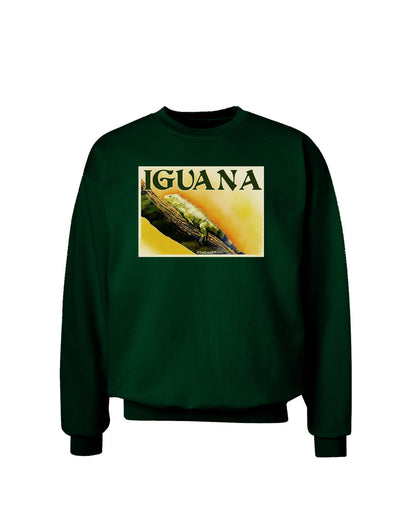 Iguana Watercolor Text Adult Dark Sweatshirt-Sweatshirts-TooLoud-Deep-Forest-Green-Small-Davson Sales