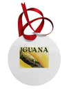 Iguana Watercolor Text Circular Metal Ornament-Ornament-TooLoud-White-Davson Sales