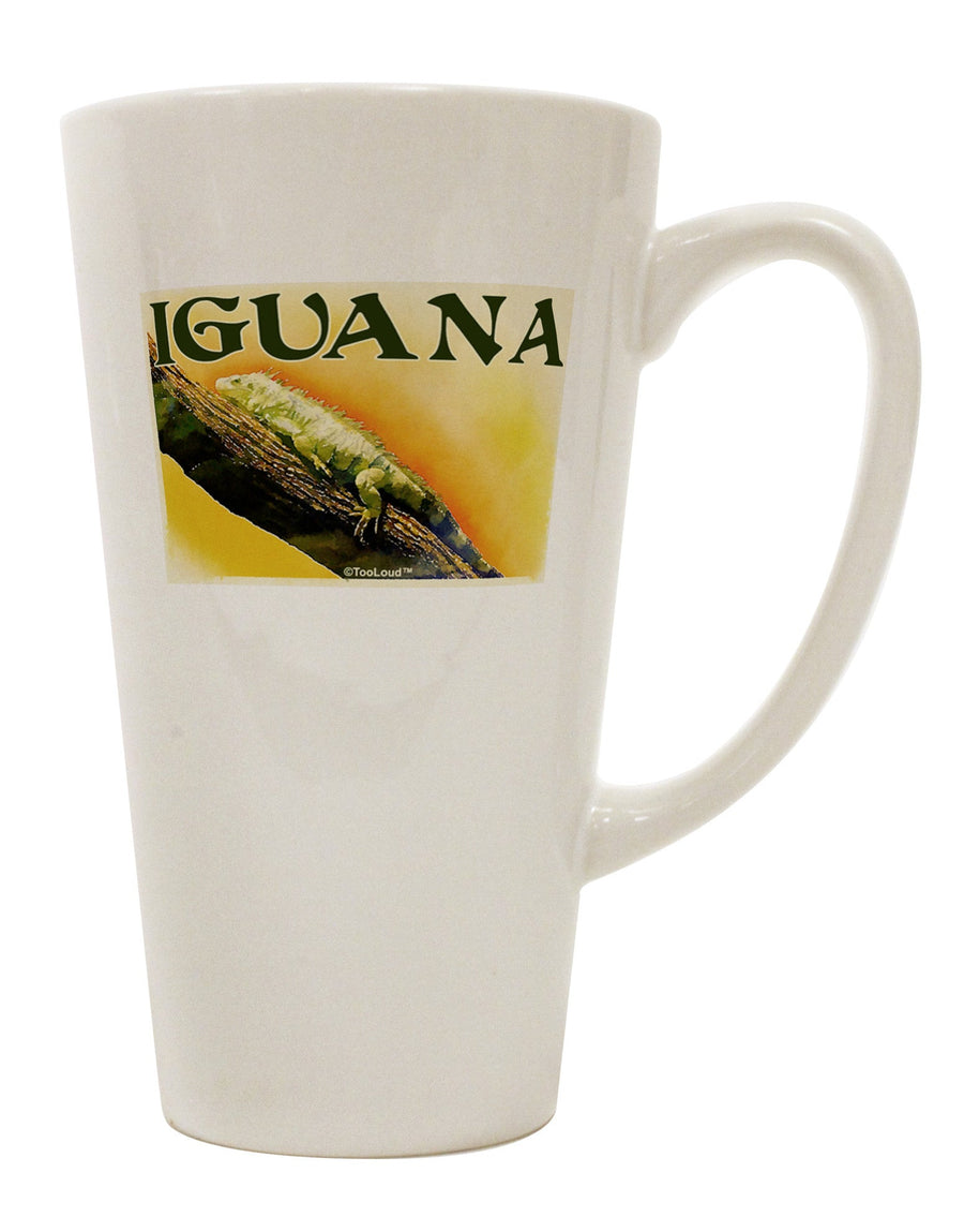 Iguana Watercolor Text Conical Latte Coffee Mug - Expertly Crafted Drinkware-Conical Latte Mug-TooLoud-White-Davson Sales