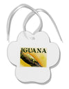 Iguana Watercolor Text Paw Print Shaped Ornament-Ornament-TooLoud-White-Davson Sales