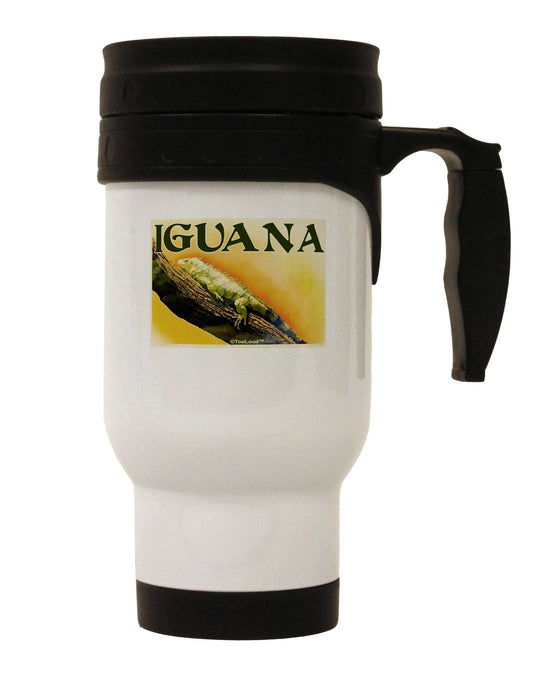 Iguana Watercolor Text Stainless Steel 14oz Travel Mug-Travel Mugs-TooLoud-White-Davson Sales