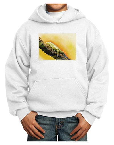 Iguana Watercolor Youth Hoodie Pullover Sweatshirt-Youth Hoodie-TooLoud-White-XS-Davson Sales