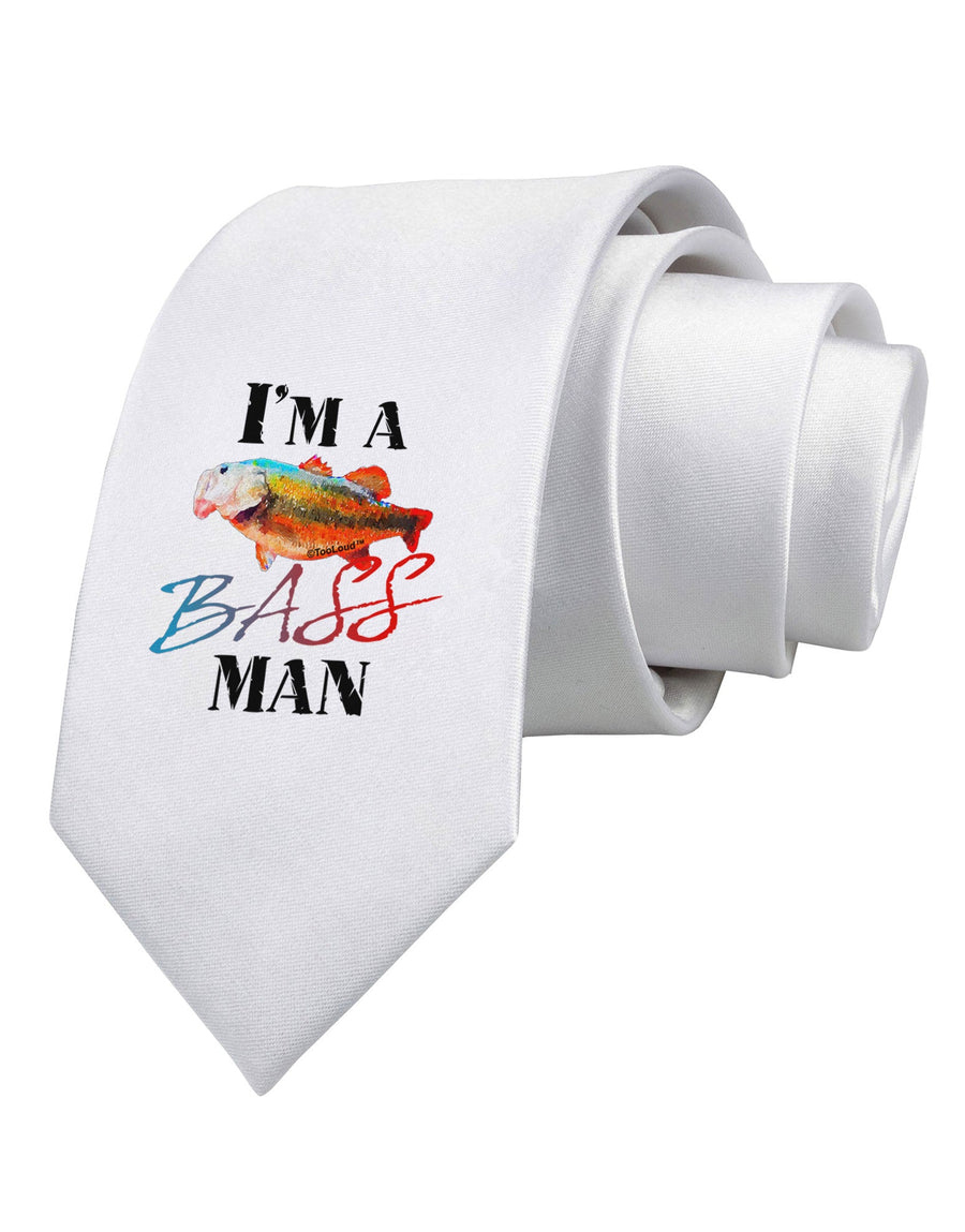 I'm A Bass Man Watercolor Printed White Necktie