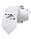 I'm A Catch Swordfish Printed White Necktie