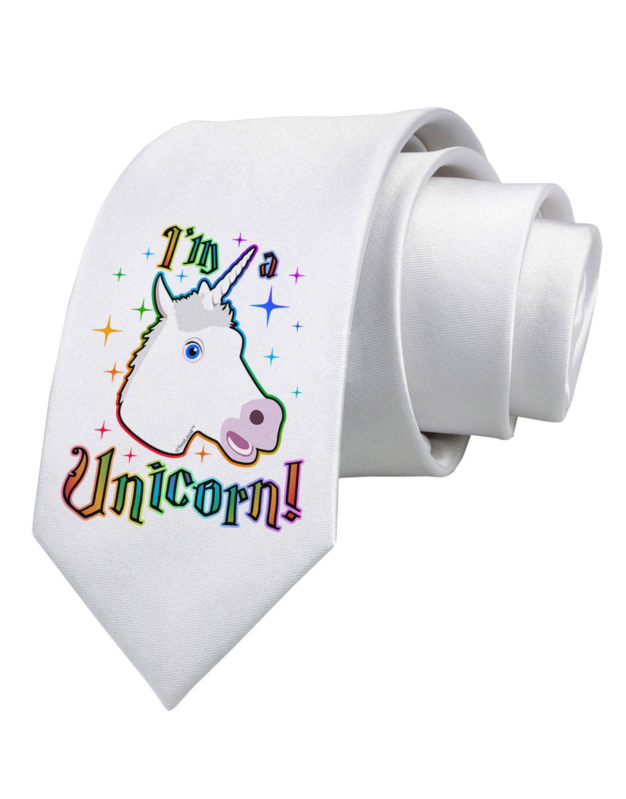 I'm a Unicorn Printed White Necktie