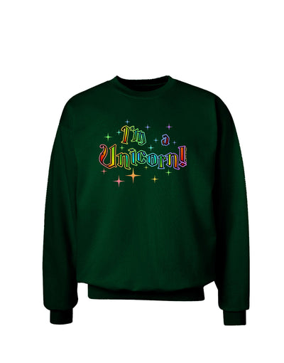 I'm a Unicorn Text Adult Dark Sweatshirt-Sweatshirts-TooLoud-Deep-Forest-Green-Small-Davson Sales