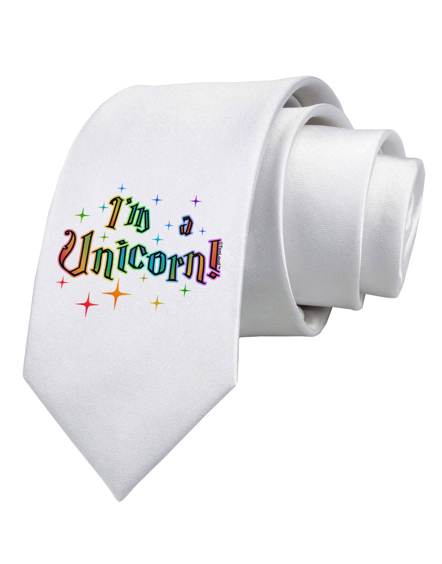 I'm a Unicorn Text Printed White Necktie