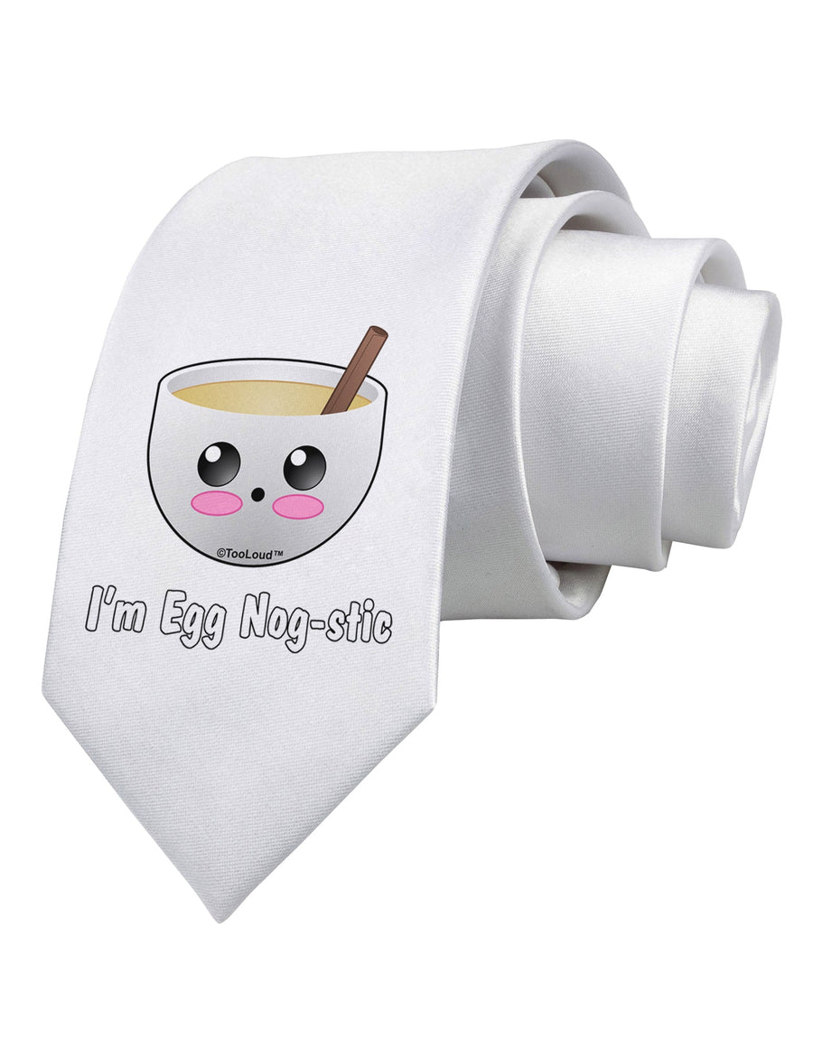 I'm Egg Nog-stic - Cute Egg Nog Printed White Necktie by TooLoud