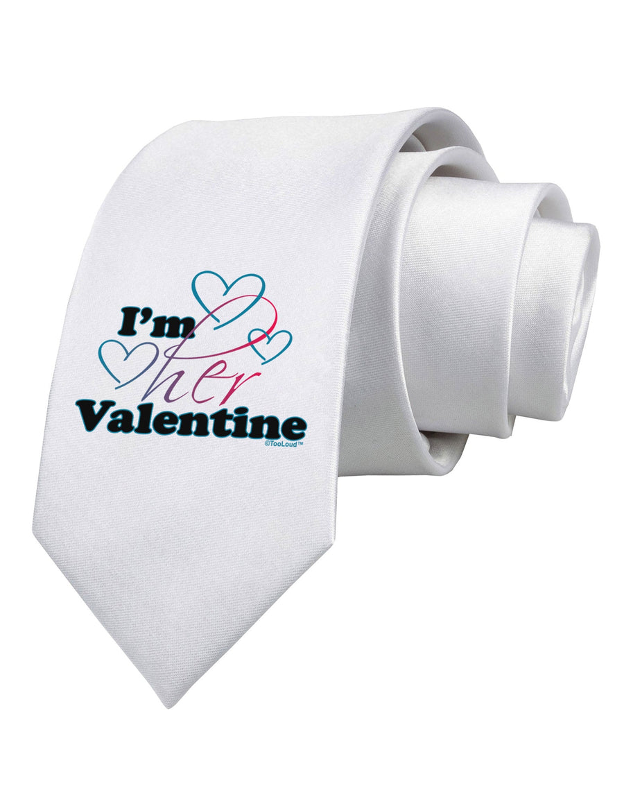 I'm HER Valentine Printed White Necktie